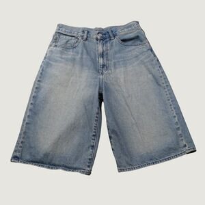 GU Denim Shorts Wide Leg Jorts S Blue Light Wash Cotton 321-359238 Streetwear